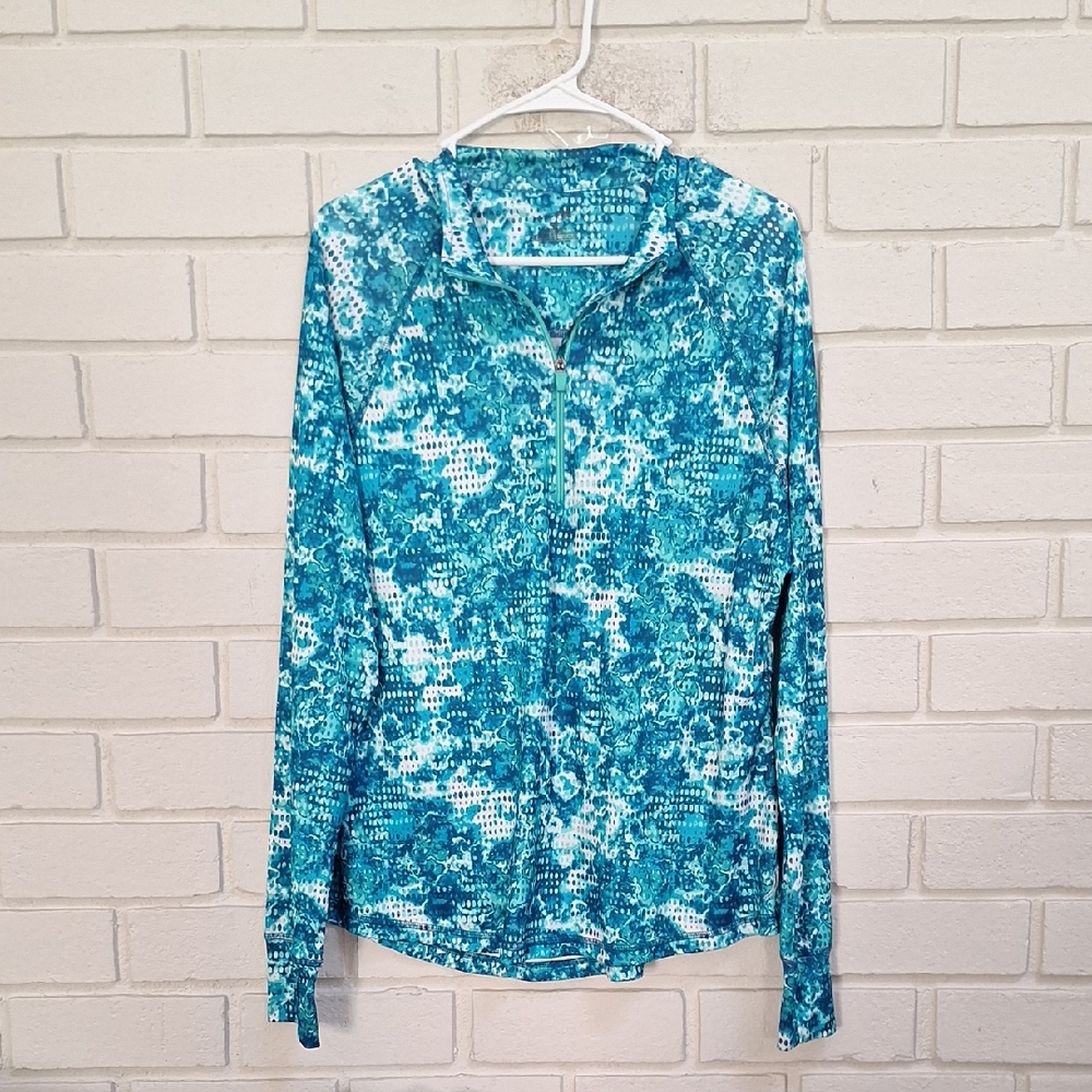 Exertek Teal and White Long Sleeve Quarter Zip Top. Size XL  NWOT